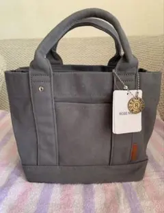 ミニトートバッグ 帆布　小さめトートバッグ　キャンバス 3仕切り ダークグレー