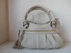 本革☆SAZABY(サザビー)☆B5対応☆レザーハンドバッグ アイボリー