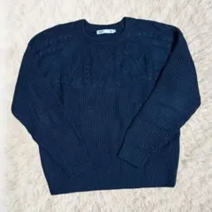 セブンデイズサンデイ　セーター　ネイビー　S　ケーブルニット