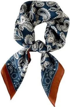 ネイビー ストール　レディース スカーフ 大判 70×70cm シルクタッチ