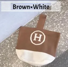 【特価☆早い者勝ち❗️Hロゴ　ワンショルダー　トート　ニット　ブラウン】