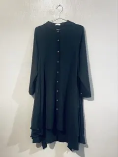axes femme フィッシュテール　レーススリット　ブラック シャツワンピ