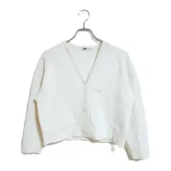ユニクロ ミラノリブVネックカーディガン L 生成り 羽織り シンプル