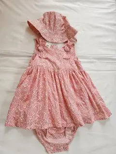 H&M ベビー ワンピース 帽子 セット ピンク 総柄のサムネイル