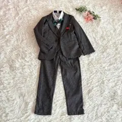 キッズスーツ6点フルセットグレージャケットパンツベストシャツ蝶ネクタイ入学式