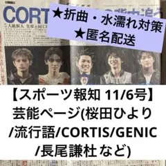 【スポーツ報知 11/6号】芸能ページ(CORTIS/なにわ男子 長尾謙杜など)