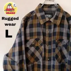 USA古着 Ruggedwear ネルシャツ　L グレー　カーキ　チェック