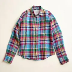 リネン100✨Frank&Eileen PAUL マドラスチェックシャツ M 美品✨人気フランクアンドアイリーンマドラスチェックリネン100