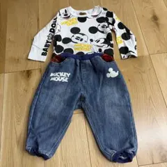 BABYDOLL ミッキーマウス 長袖Tシャツ　デニム