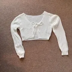 ホワイト ニット　カーディガン ボレロ　美品