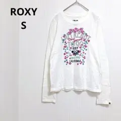 ロキシー　ロンT 長袖 カットソー ホワイト 花柄 プリント 綿100%