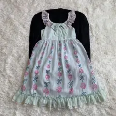 1回着美品　メゾピアノ 140 定価1.7万円　ワンピース　ドレス　バラ柄