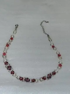 花モチーフのビーズのチョーカー(約34~39cm)