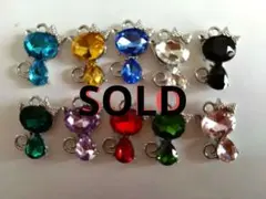 チャーム　キラキラネコちゃん　シルバー　１０個