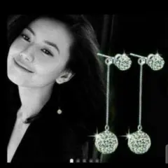 ①m1-3番 2wayクリスタル＆クリスタルロングピアス