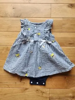 青と白のストライプ ベビー ワンピース 70cm