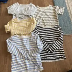 無印良品120㎝ストライプボーダー長袖Tシャツ4枚セット半袖Tシャツおまけ