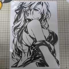 オリジナルキャラ 切り絵 アート ロングヘア 女性