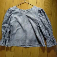 アーバンリサーチ　チェック柄七分袖ブラウス