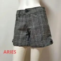 ARIES グレンチェック柄ショートパンツ ブラック ホワイト 黒 白