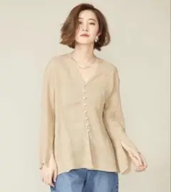 コンテ conte 美品 シアー Vネックブラウス リネン混 麻 日本製 コンテ conte 美品 シアー Vネックブラウス リネン混 麻 日本製 - メルカリ