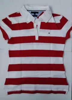 トミーフィルフィガー　Sサイズ　スリムフィット　ボーダー　　　ポロシャツ　赤　白