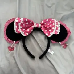ディズニー 水玉リボンカチューシャ 平成 ギャル イヤリング ミニー ピンク