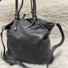 ジャンニキャリーニ　ショルダーバッグ　2way レザー　クロコ型押し　グレー