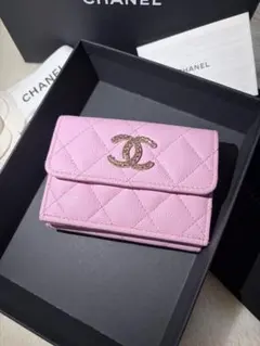 CHANEL マトラッセ 三つ折り財布 ピンク - メルカリ