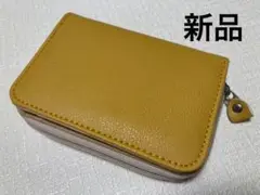 ★ 新品 合皮 二つ折り財布 ミニ財布レディース メンズ 黄色系