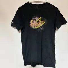 1点もの アディダス Tシャツ 150 ブラック トレフォイルロゴ ネオンカラー