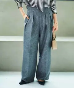 ヘリンボーン ワイドパンツ