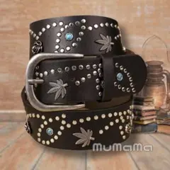 ウエスタン強調 × ヴィンテージ感意識ウエスタンベルト 黒 Y2K スタッズ