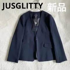 【新品】 JUSGLITTY ノーカラージャケット　ネイビー　3