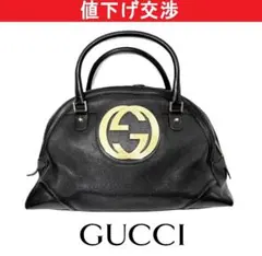 [正規品]グッチGUCCI 大型ボストンバッグ GG金具 型押しレザー