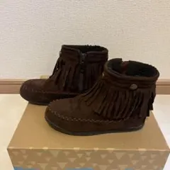 フリンジ付きブラウンスエードムートンブーツ　20.0cm