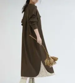 Droite lautreamont ウールライクシャツワンピース ドロワット