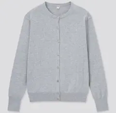 ユニクロ　UVカットスーピマコットンクルーネックカーディガン（長袖）　グレー