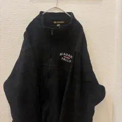 【HARRITON】フリースJKT 古着　フルジップ　胸元ワンポイント刺繍　黒色