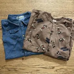 2枚セット❣️長袖 ロンパース 70 80cm ミッキー 秋冬　カバーオール