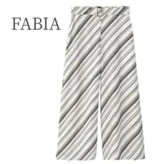 FABIA ファビア ストライプワイドパンツ　ベルト付き