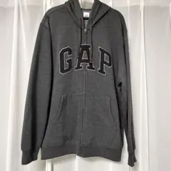 GAP ロゴ 裏起毛 フルジップパーカー グレー XLサイズ