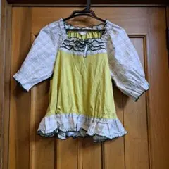 新品未使用タグ付き☆ピンクハウス　イエロー チェック柄 半袖Tシャツ　Lサイズのサムネイル