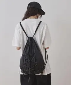 MONO-MART アソートデザイン ドローコード ナップサック ブラックのサムネイル