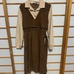 FREE STYLISTS レイヤードワンピース ブラウン