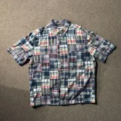 OLD NAVY 00s 半袖チェックシャツ パッチワーク ボックスカット M