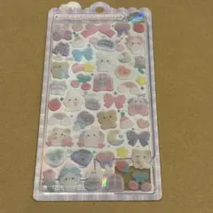 ふわふわドロップシール　ボンボンドロップシール　フロッキー　動物　ネコ　ウサギ