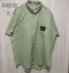 BURBERRY　バーバリー　リネンシャツ　BDシャツ　レザータグ XL ミドリのサムネイル