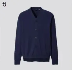 ユニクロ+J シルクコットンVネックカーディガン メンズ Sサイズ ネイビー