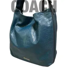 COACH コーチ ショルダーバッグ 型押し　ブルー グリーン F26122